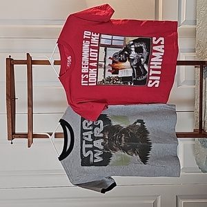 2 Star Wars tee's, Boys L 10-12 gray, Small red